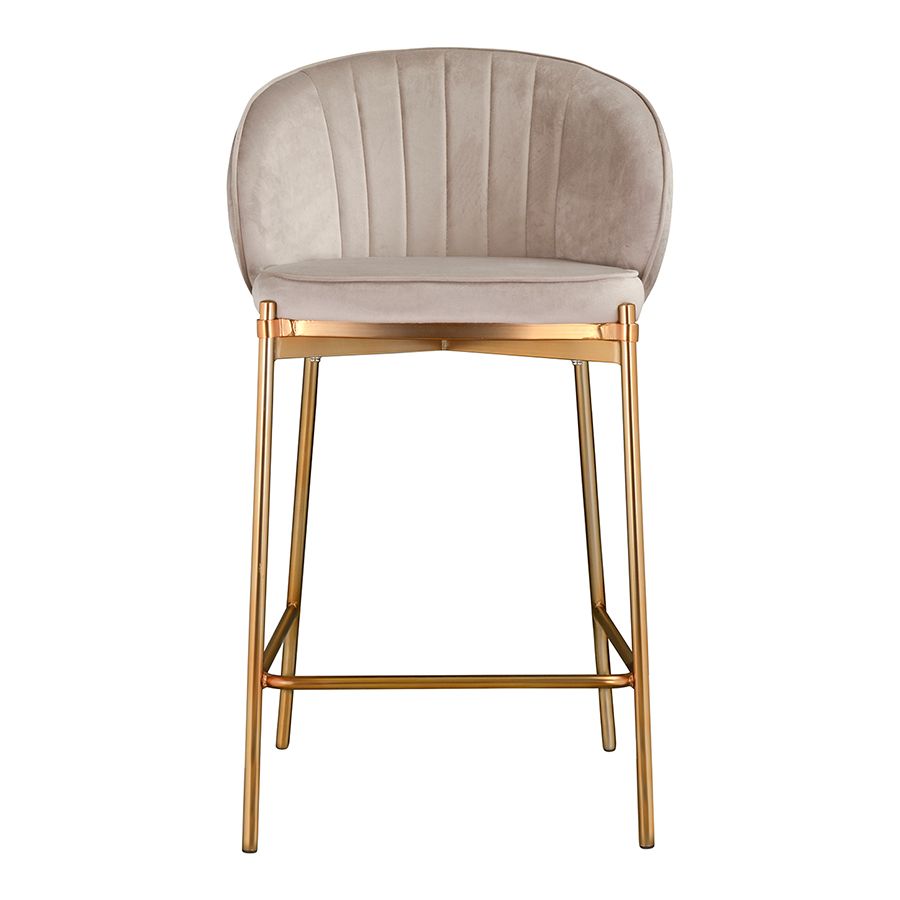 Стул полубарный Коралл, велюр, серо-бежевый | Replace