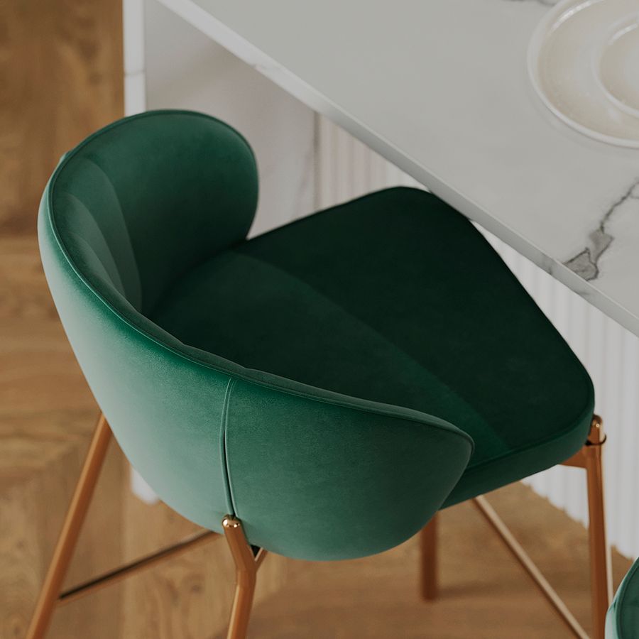 Стул барный Коралл, велюр, темно-зеленый | Replace