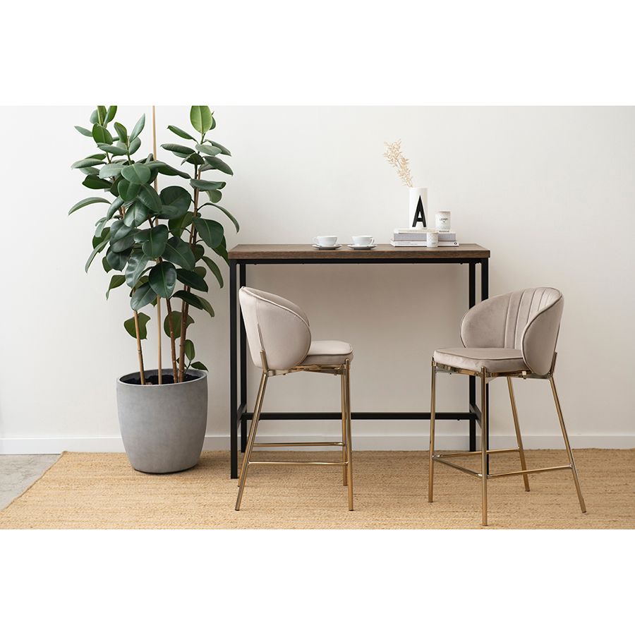 Стул полубарный Коралл, велюр, серо-бежевый | Replace