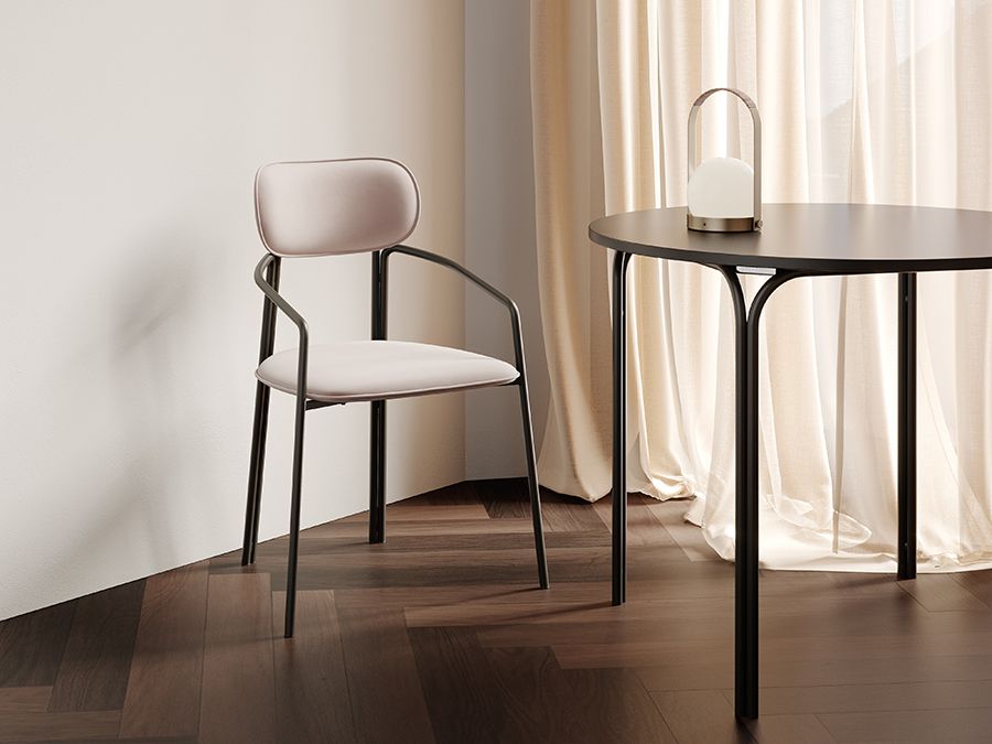 Стул Рор, round, велюр, черный/розовый | Replace