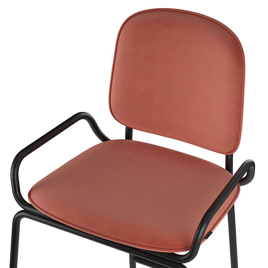 Стул полубарный Рор, 2 frame, велюр, черный/темно-красный | Replace