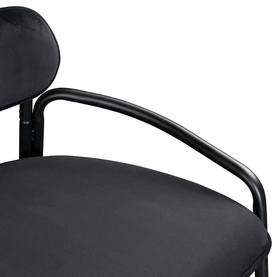 Стул барный Рор, round, велюр, черный/черный | Replace