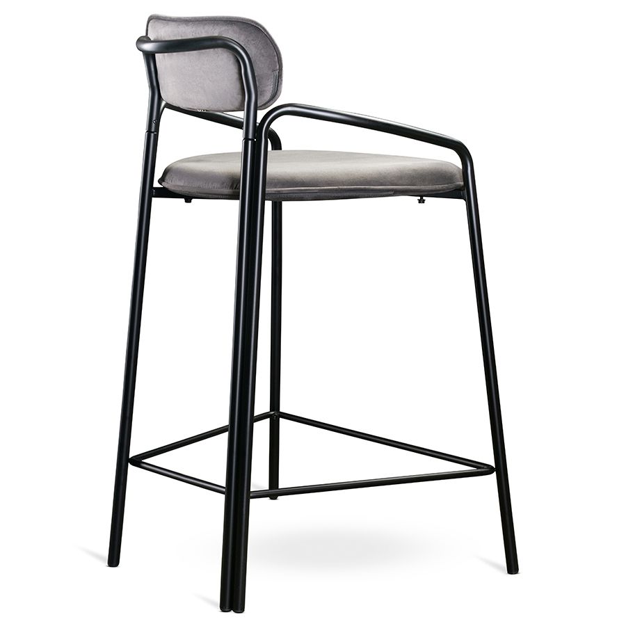 Стул полубарный Рор, round, велюр, черный/серый | Replace