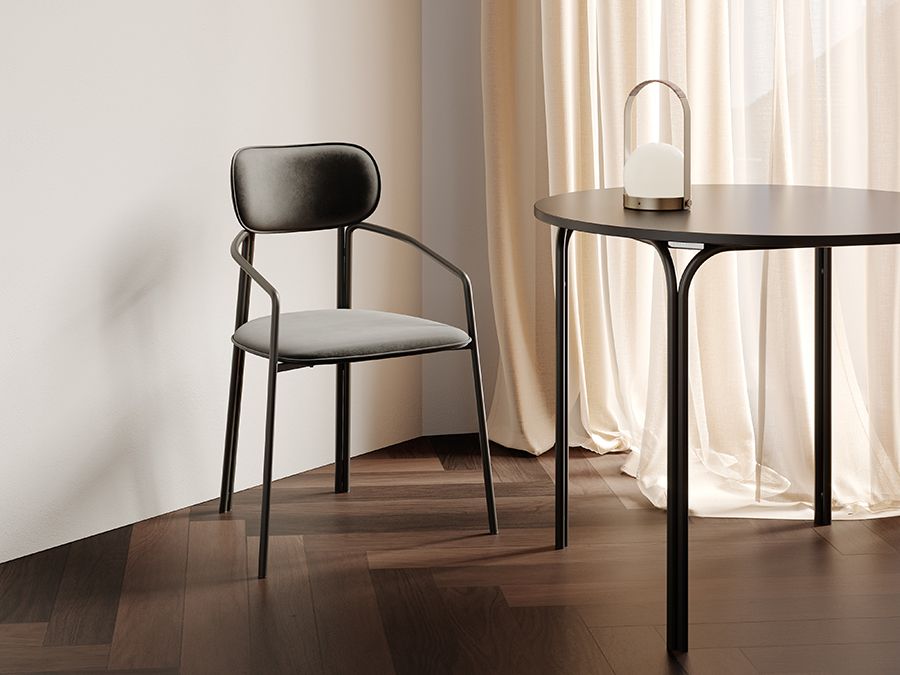 Стул Рор, round, велюр, черный/черный | Replace