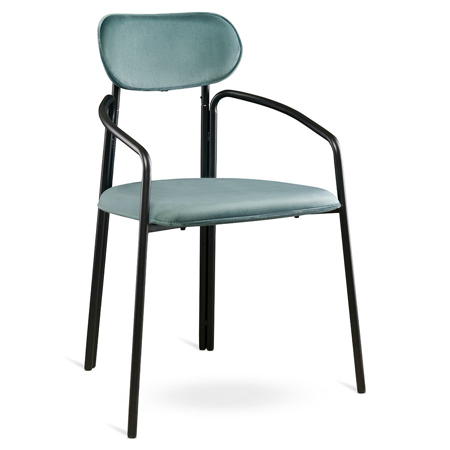 Стул Рор, round, велюр, черный/зеленый | Replace