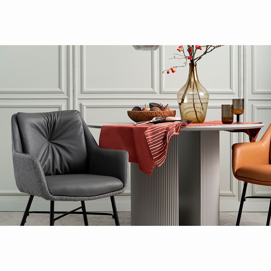 Стул Аллар, экокожа, рогожка, серый | Replace