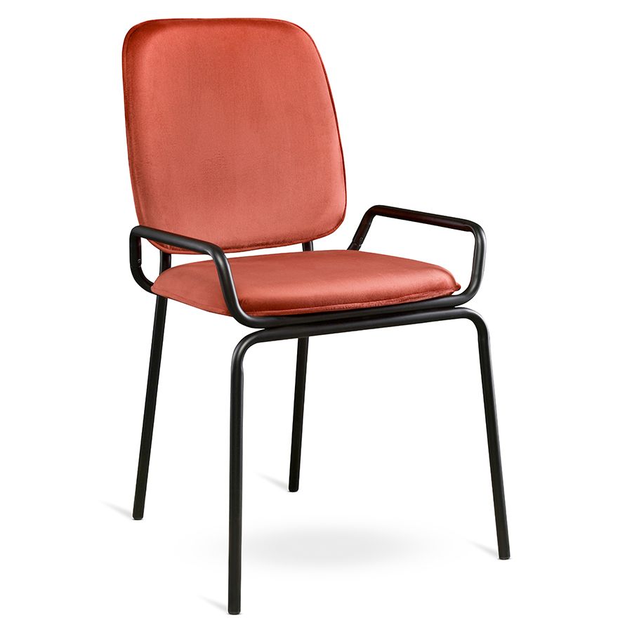 Стул Рор, double frame, велюр, черный/темно-красный | Replace