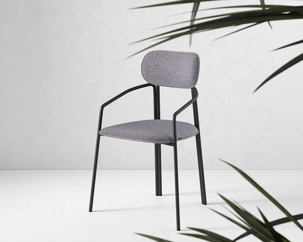 Стул Рор, round, рогожка, черный/серый | Replace