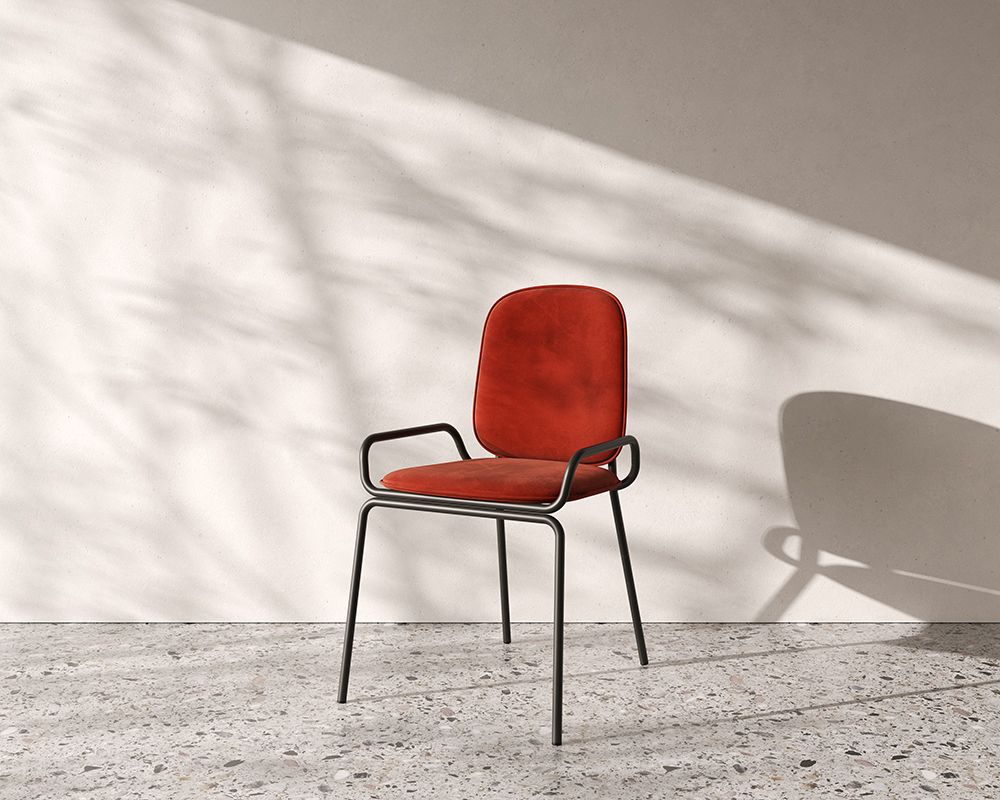 Стул Рор, double frame, велюр, черный/темно-красный | Replace