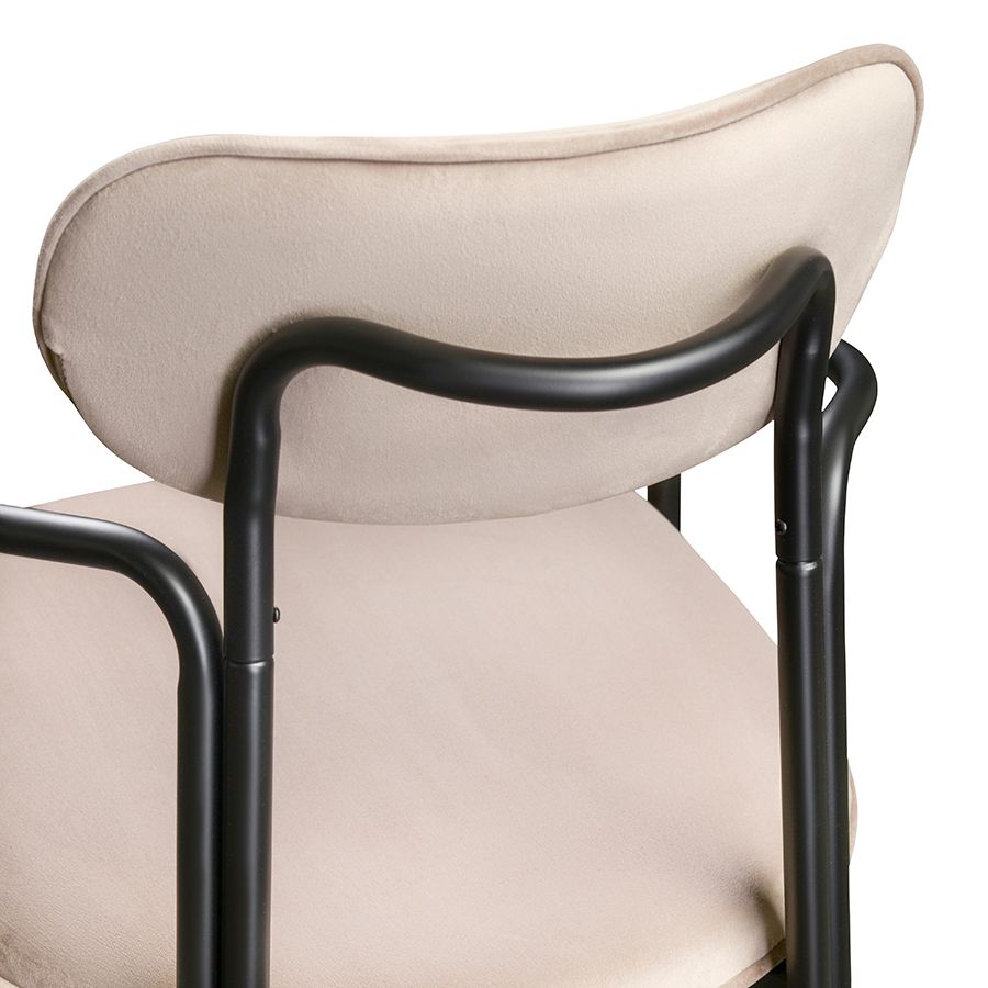 Стул Рор, round, велюр, черный/бежевый | Replace