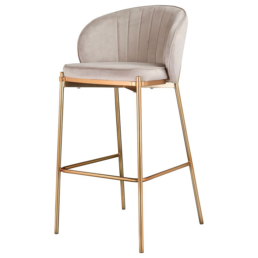 Стул барный Коралл, велюр, серо-бежевый | Replace