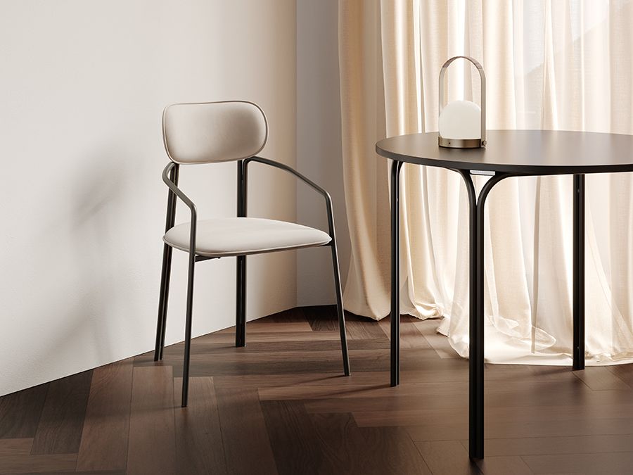 Стул Рор, round, велюр, черный/бежевый | Replace