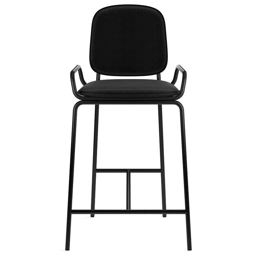 Стул полубарный Рор, 2 frame, велюр, черный/черный | Replace