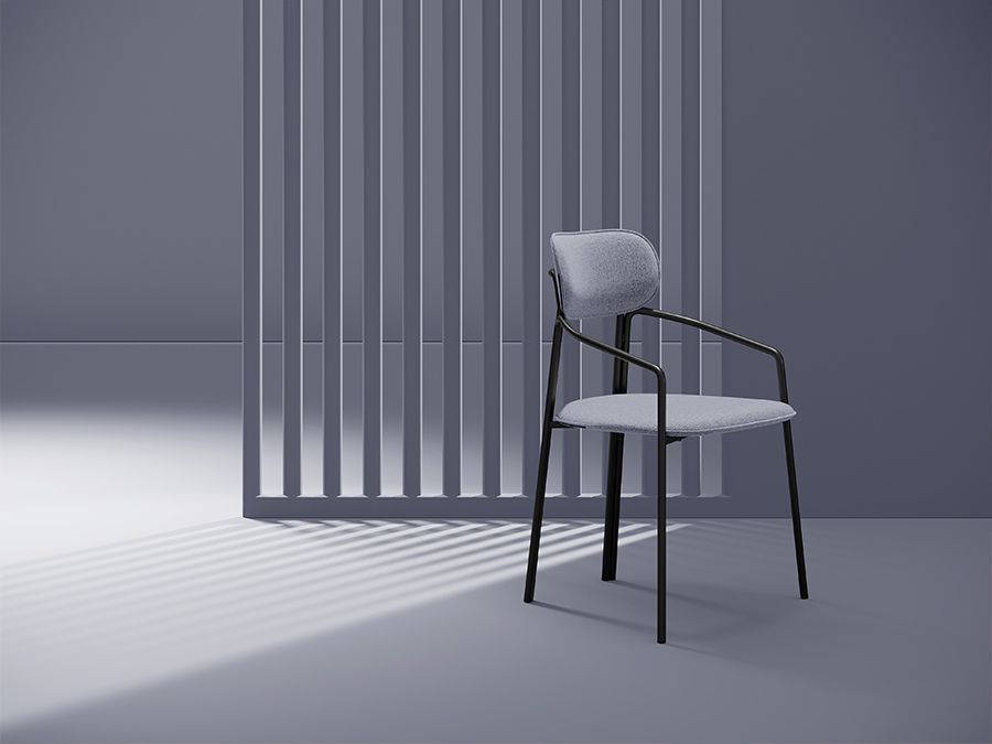 Стул Рор, round, рогожка, черный/серый | Replace