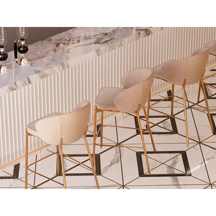 Стул полубарный Коралл, велюр, серо-бежевый | Replace