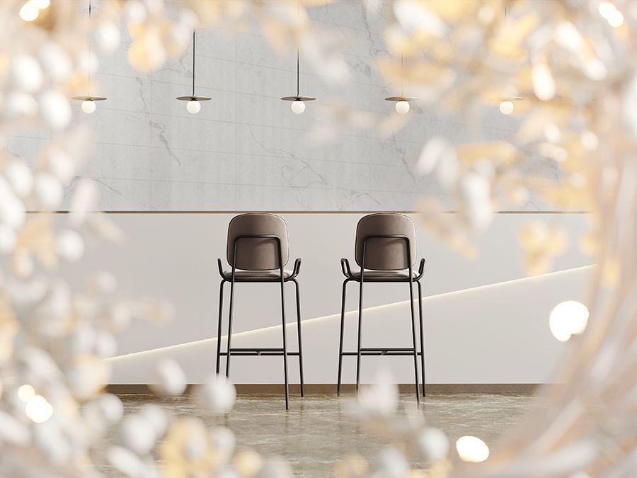 Стул барный Рор, 2 frame, велюр, черный/пурпурный/серый | Replace