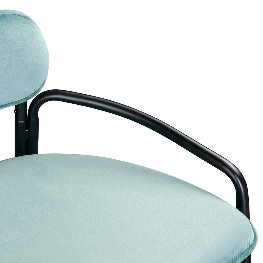 Стул полубарный Рор, round, велюр, черный/светло-бирюзовый | Replace