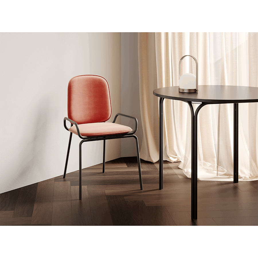Стул Рор, double frame, велюр, черный/темно-красный | Replace