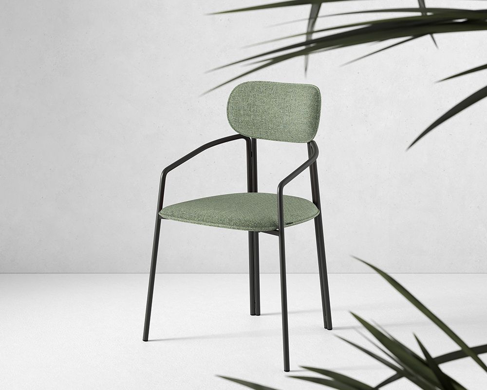 Стул Рор, round, рогожка, черный/зеленый | Replace