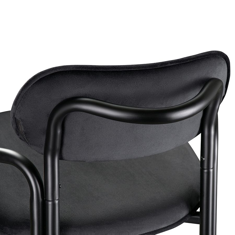 Стул полубарный Рор, round, велюр, черный/черный | Replace