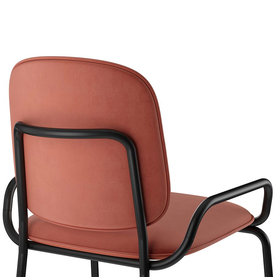 Стул барный Рор, 2 frame, велюр, черный/темно-красный | Replace