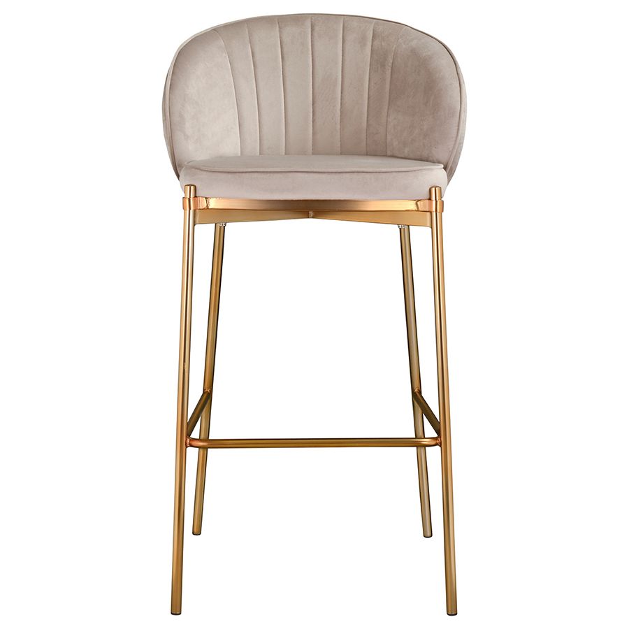 Стул барный Коралл, велюр, серо-бежевый | Replace