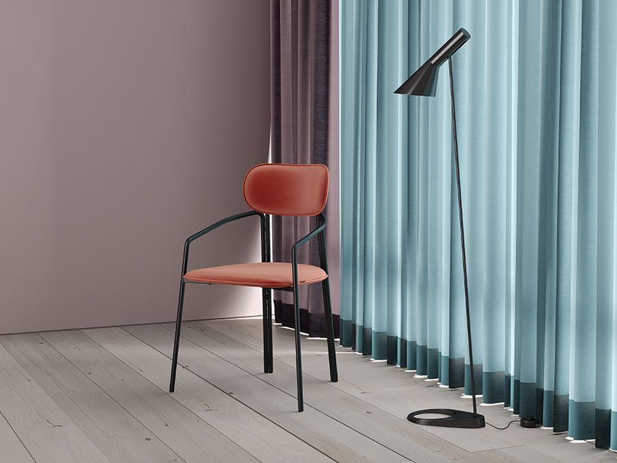 Стул Рор, round, велюр, черный/темно-красный | Replace