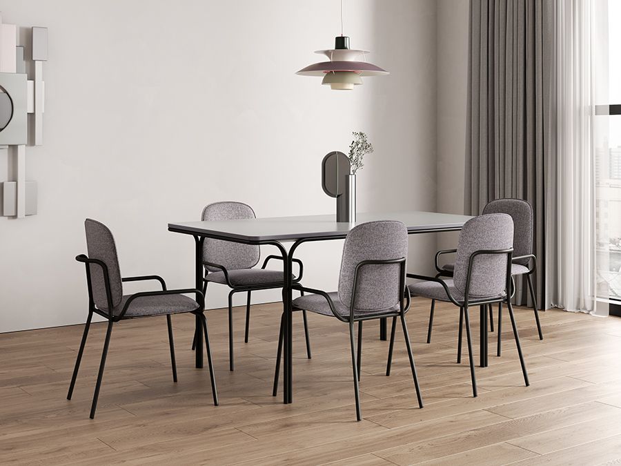 Стул Рор, double frame, рогожка, черный /серый | Replace