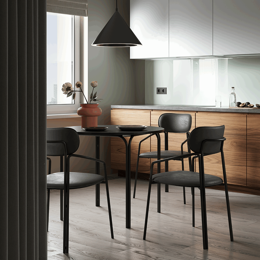 Стул Рор, round, велюр, черный/черный | Replace