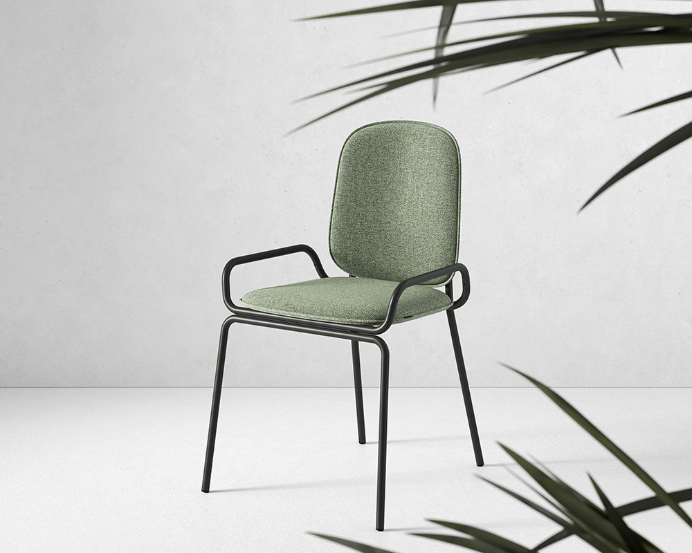 Стул Рор, 2 frame, рогожка, черный /зеленый | Replace
