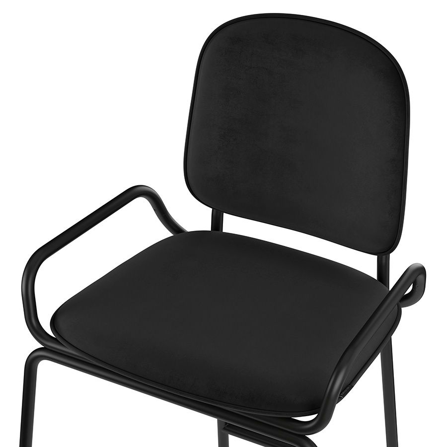 Стул барный Рор, 2 frame, велюр, черный/черный | Replace