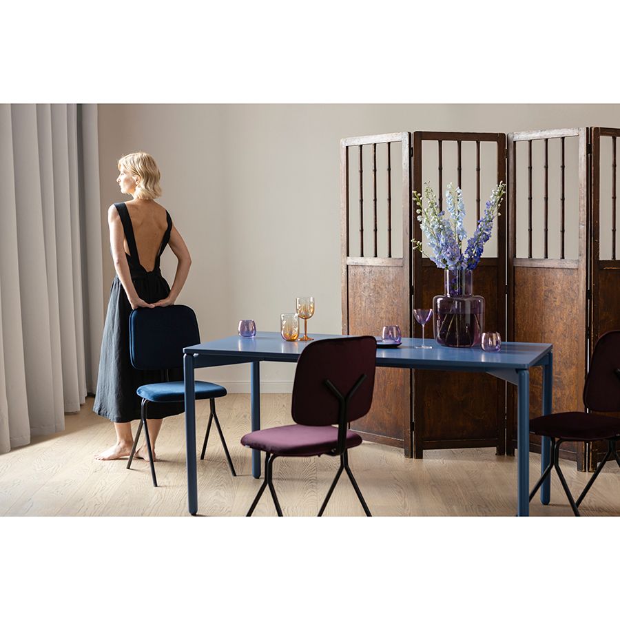 Стул Рор, y, велюр, черный/темно-голубой | Replace