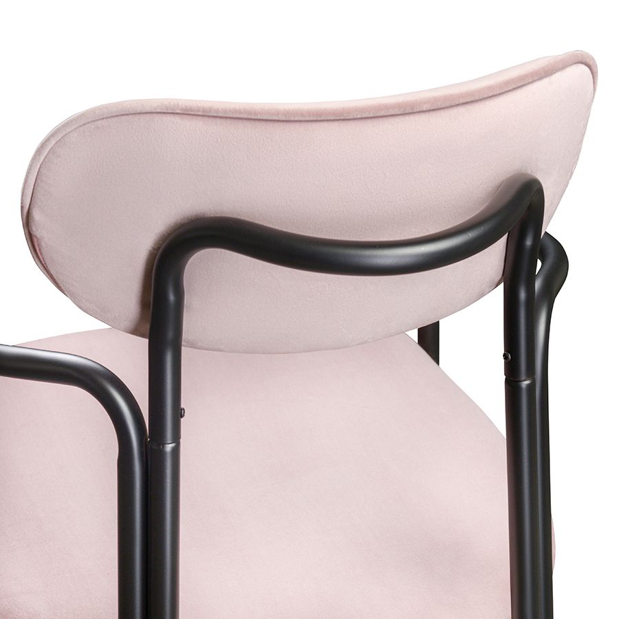 Набор из 2 стульев Рор, round, велюр, черный/розовый | Replace