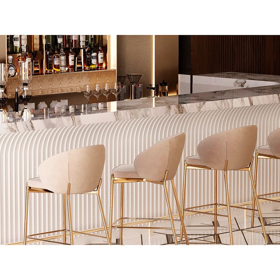Стул полубарный Коралл, велюр, серо-бежевый | Replace