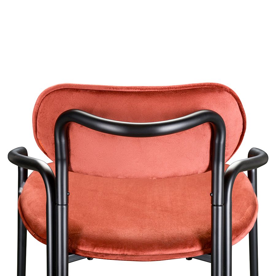 Стул барный Рор, round, велюр, черный/темно-красный | Replace