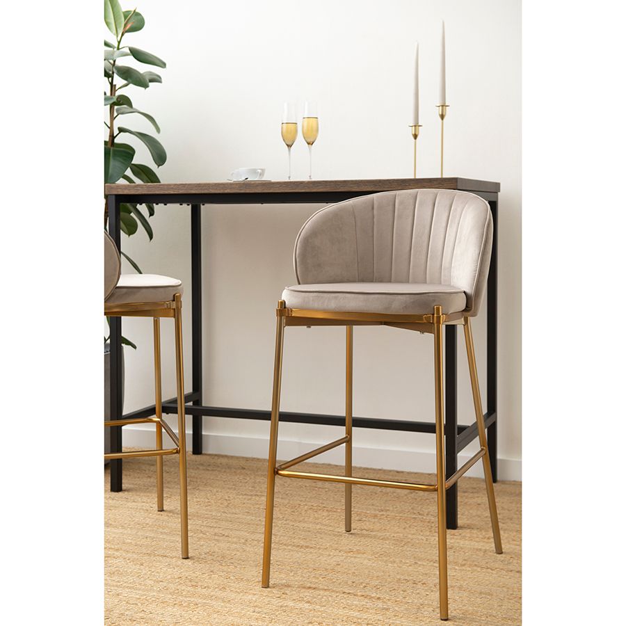 Стул барный Коралл, велюр, серо-бежевый | Replace