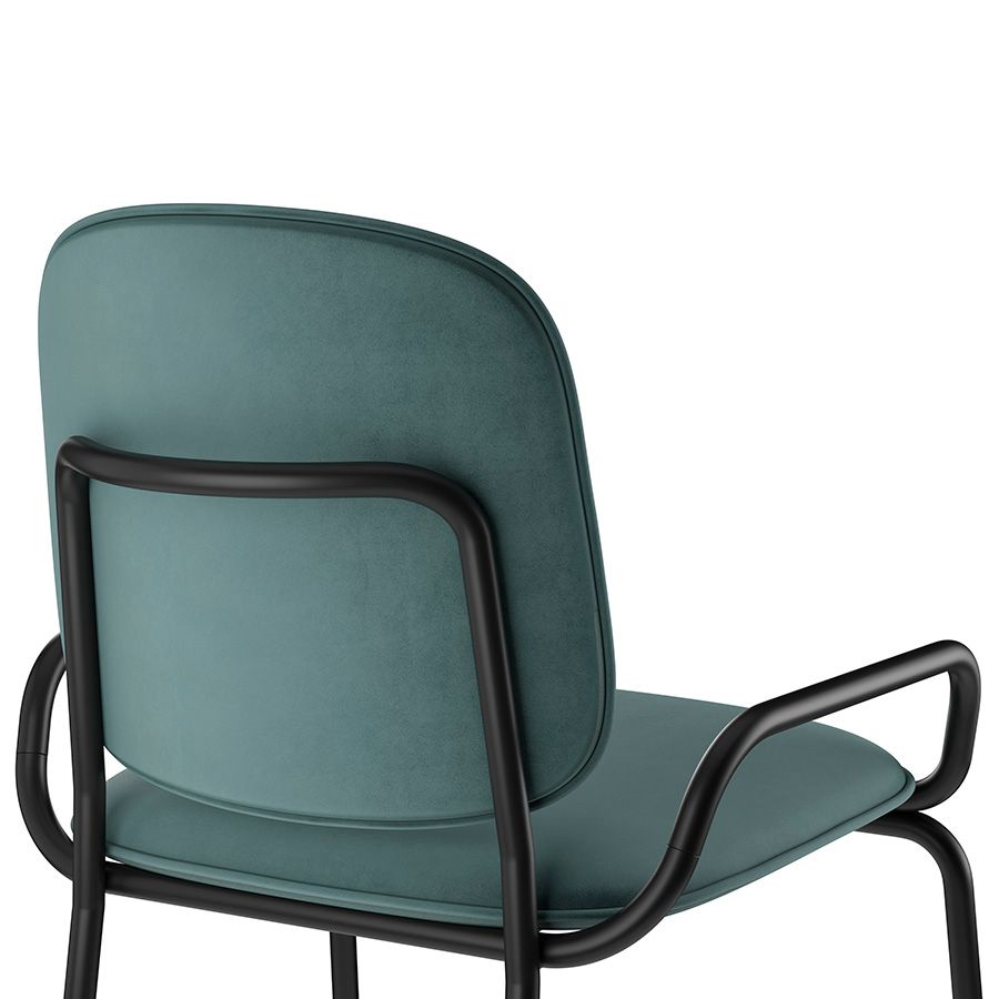 Стул полубарный Рор, 2 frame, велюр, черный/зеленый | Replace