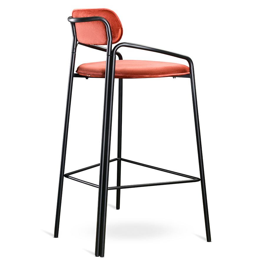 Стул барный Рор, round, велюр, черный/темно-красный | Replace