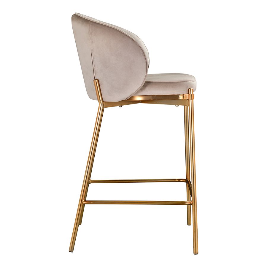 Стул полубарный Коралл, велюр, серо-бежевый | Replace