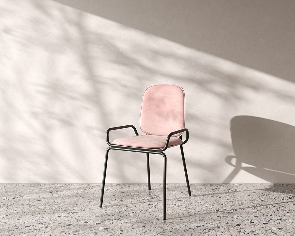 Стул Рор, double frame, велюр, черный/розовый | Replace
