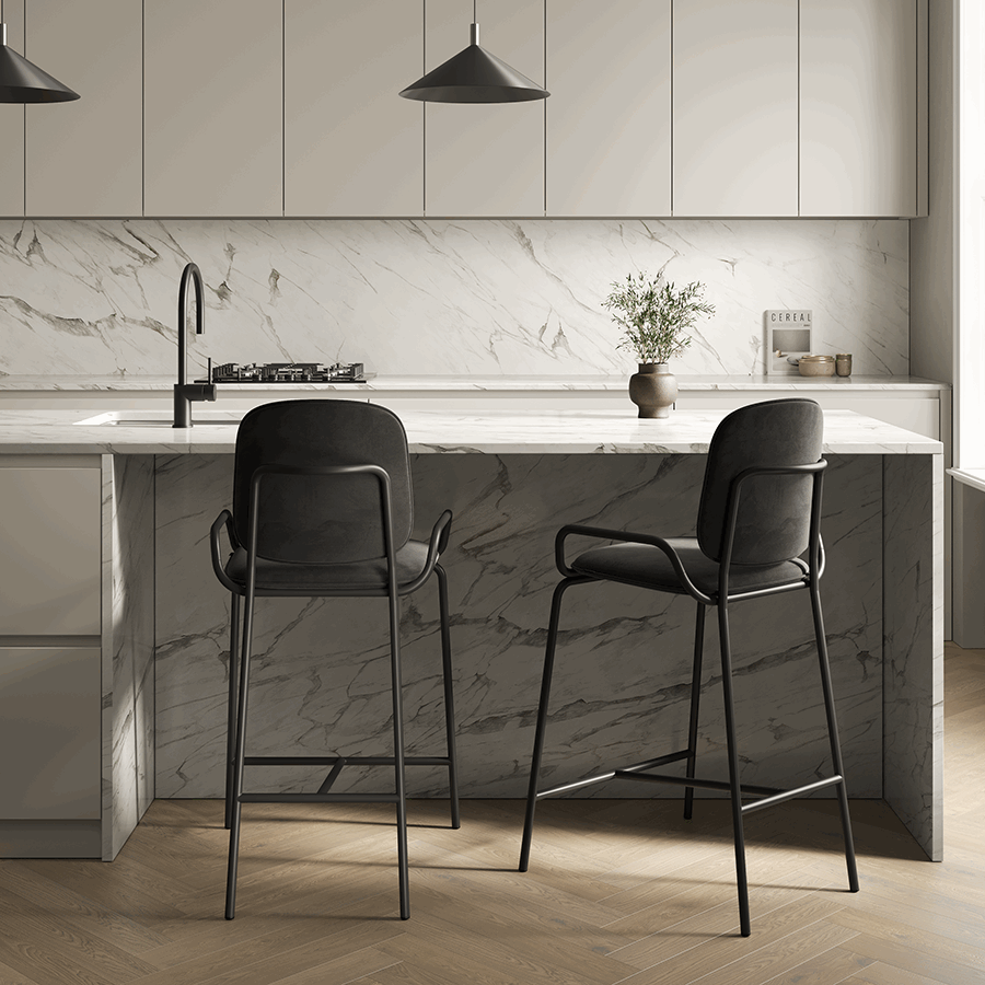 Стул барный Рор, 2 frame, велюр, черный/черный | Replace