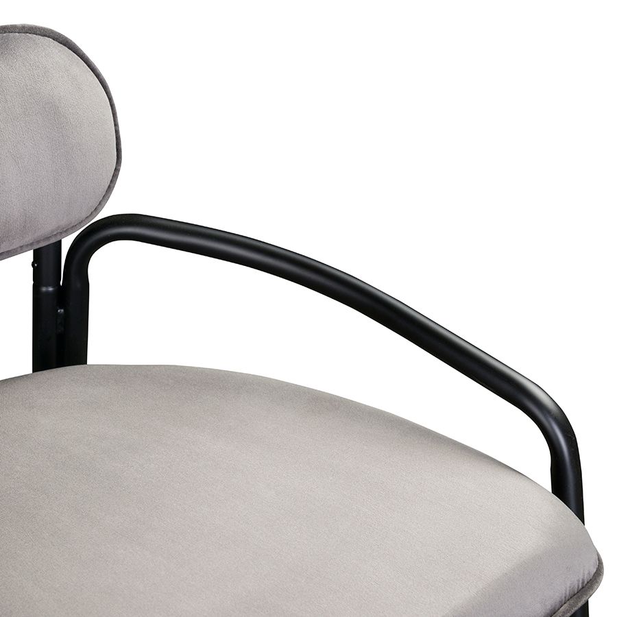 Стул полубарный Рор, round, велюр, черный/серый | Replace