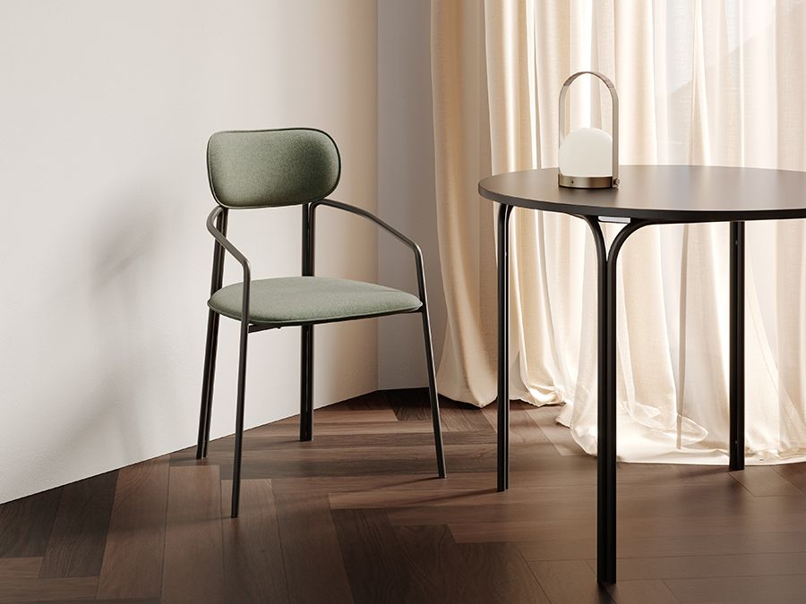 Стул Рор, round, рогожка, черный/зеленый | Replace