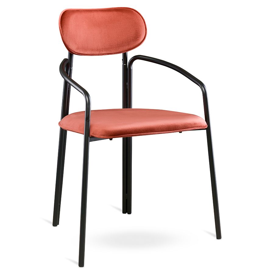 Стул Рор, round, велюр, черный/темно-красный | Replace