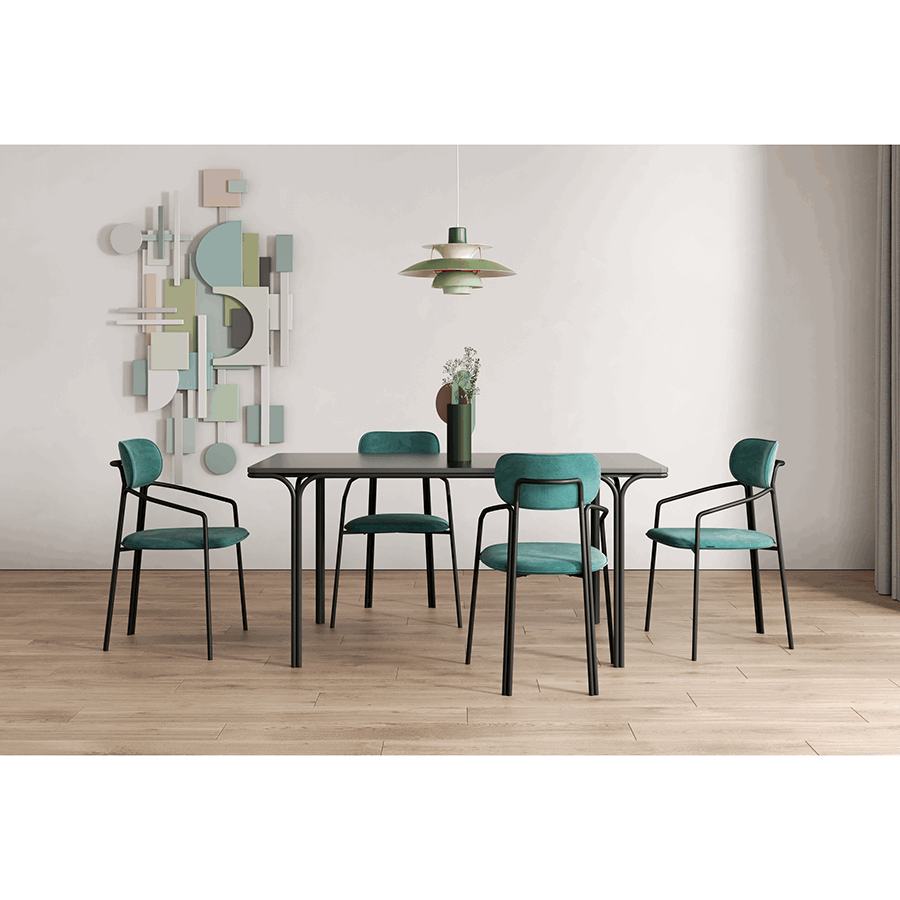 Стул Рор, round, велюр, черный/зеленый | Replace