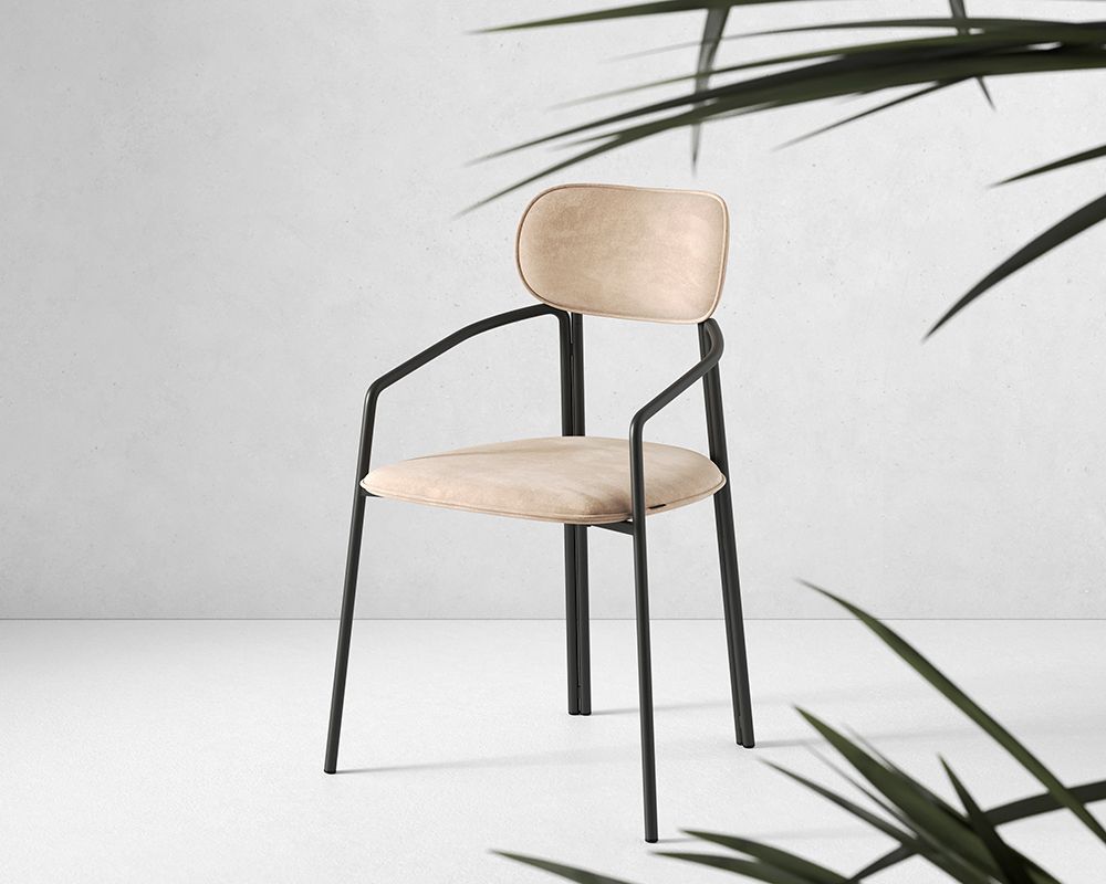 Стул Рор, round, велюр, черный/бежевый | Replace