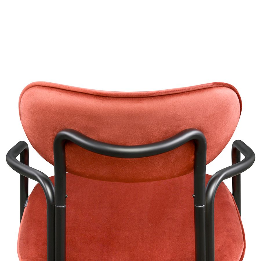 Стул Рор, round, велюр, черный/темно-красный | Replace
