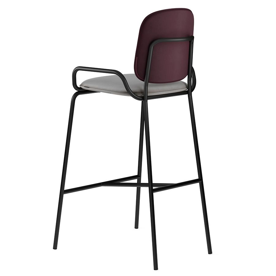 Стул барный Рор, 2 frame, велюр, черный/пурпурный/серый | Replace