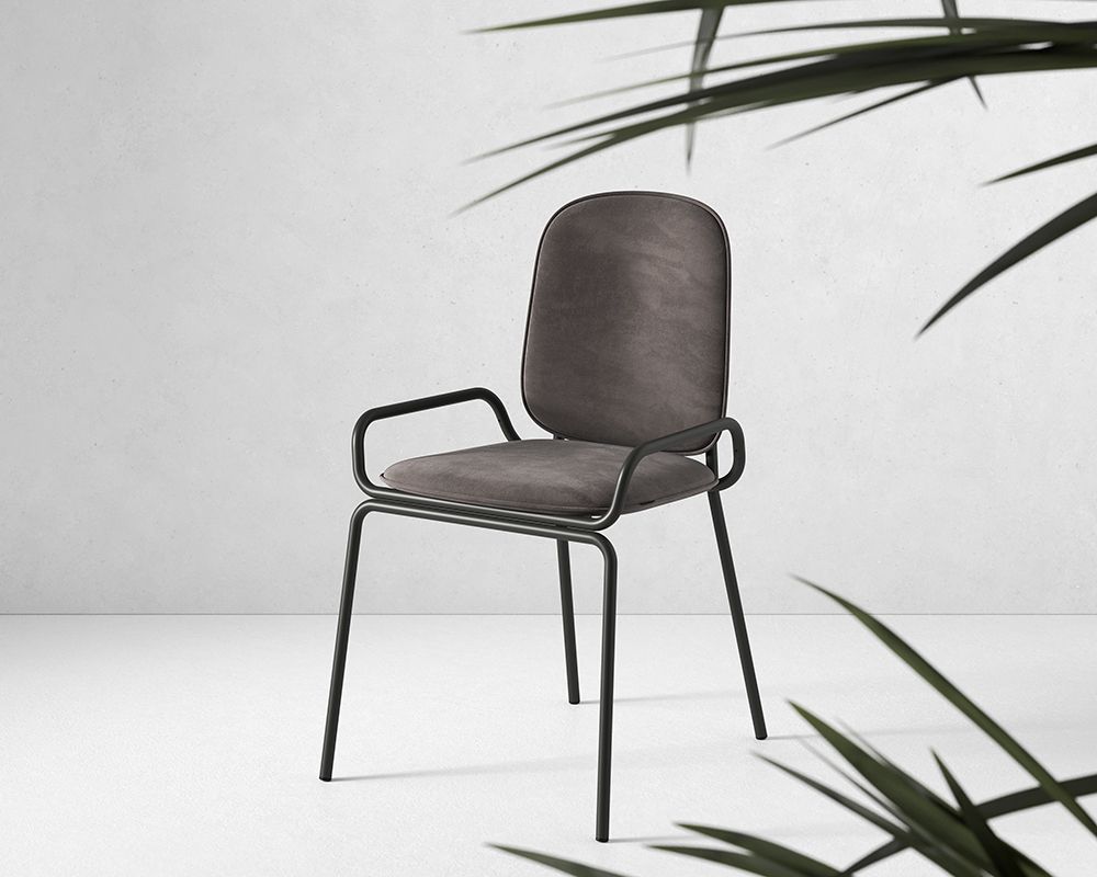 Стул Рор, double frame, велюр, черный/серый | Replace