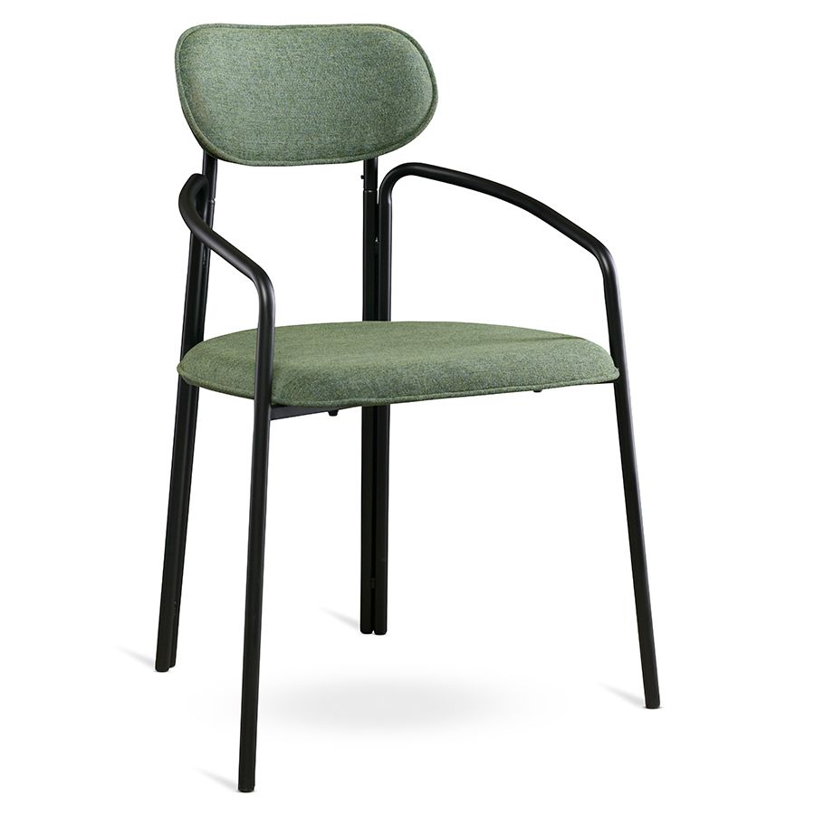 Стул Рор, round, рогожка, черный/зеленый | Replace